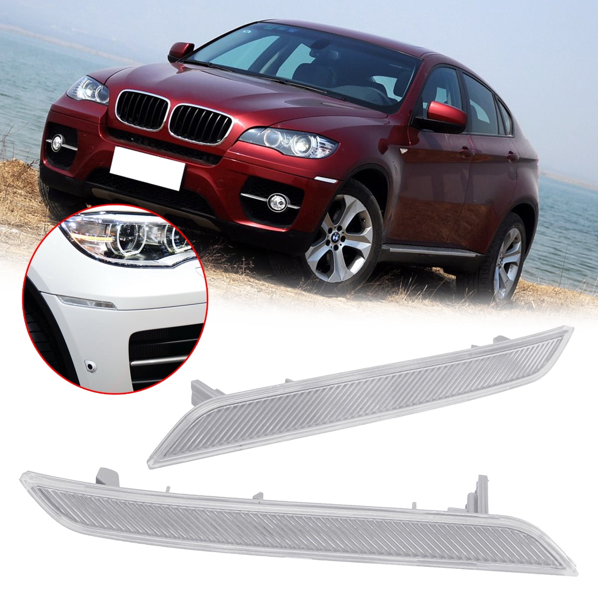 X AUTOHAUX Car Front Bumper Reflector Strip Cover Left Side 63147187087 for BMW X6 2008-2014 X AUTOHAUX Car Front Bumper Reflector Strip Cover Left Side 63147187087 for BMW X6 2008-2014